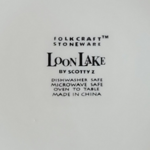 1 Vtg Folkcraft Stoneware Loon Lake Scotty Z Dinner Plate Oven To Table 10 7/8" - Picture 3 of 3